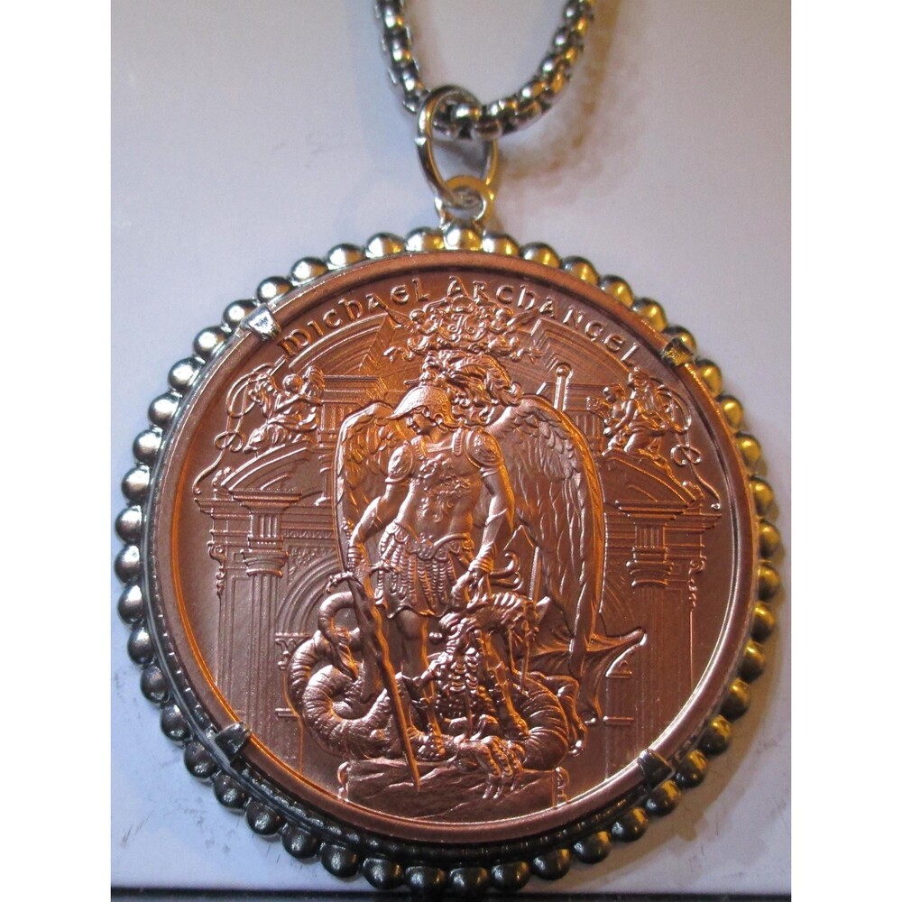 NEW! Michael  the Archangel   .999 Fine Copper Round/Pendant Necklace